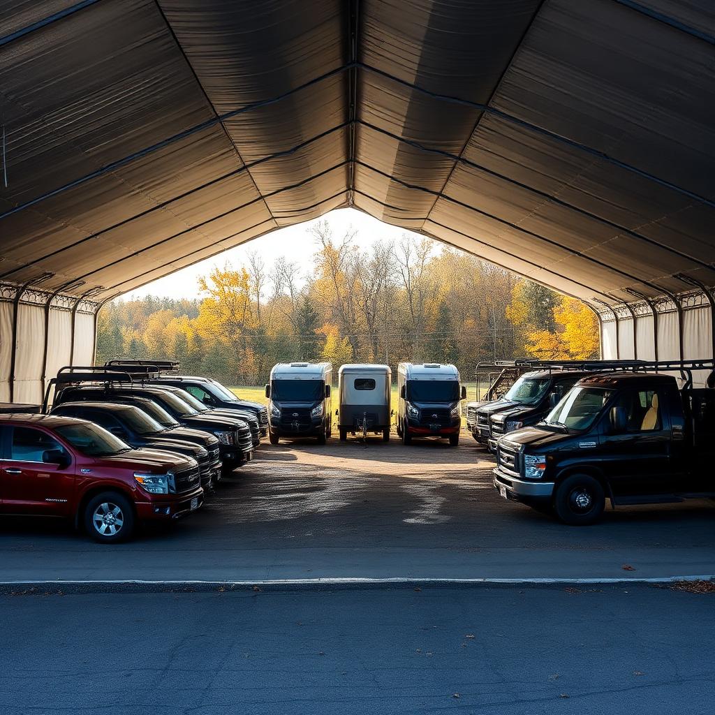Equipment & Fleet Storage — 60' W × 160' L × 20' H fabric building installed by Building Depot in Barrie, ON