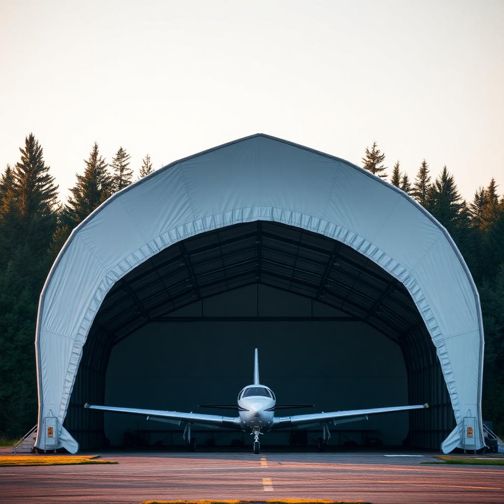 Aviation Hangar — 90' W × 90' L × 24' H fabric building installed by Building Depot in Northern Ontario