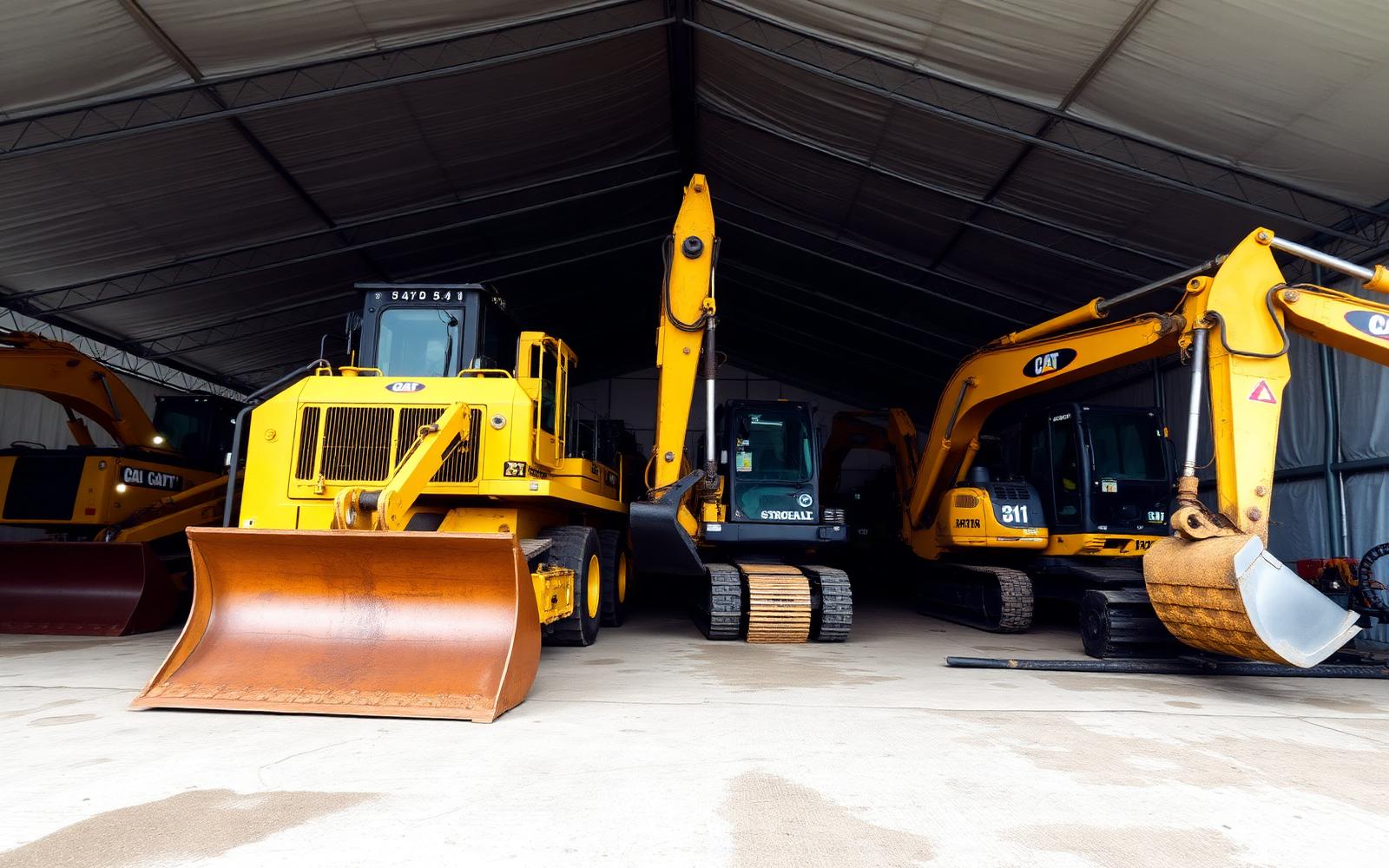Ontario heavy equipment storage fabric building with loader and aggregate