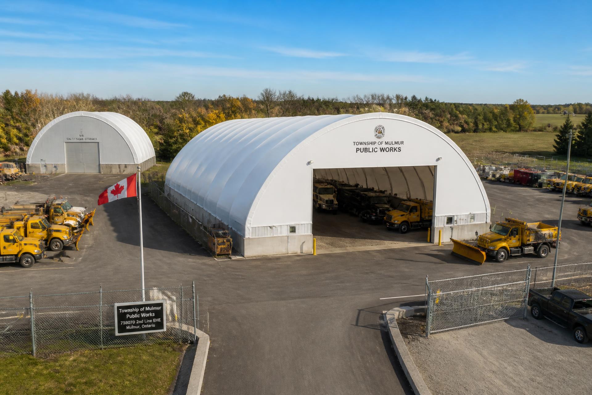 Government — engineered MegaDome fabric buildings installed across Ontario by Building Depot