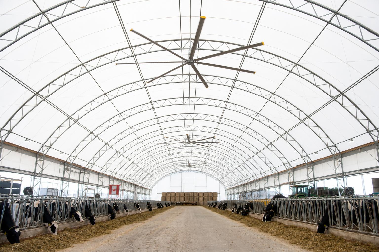 HVLS Fans — engineered MegaDome fabric buildings installed across Ontario by Building Depot
